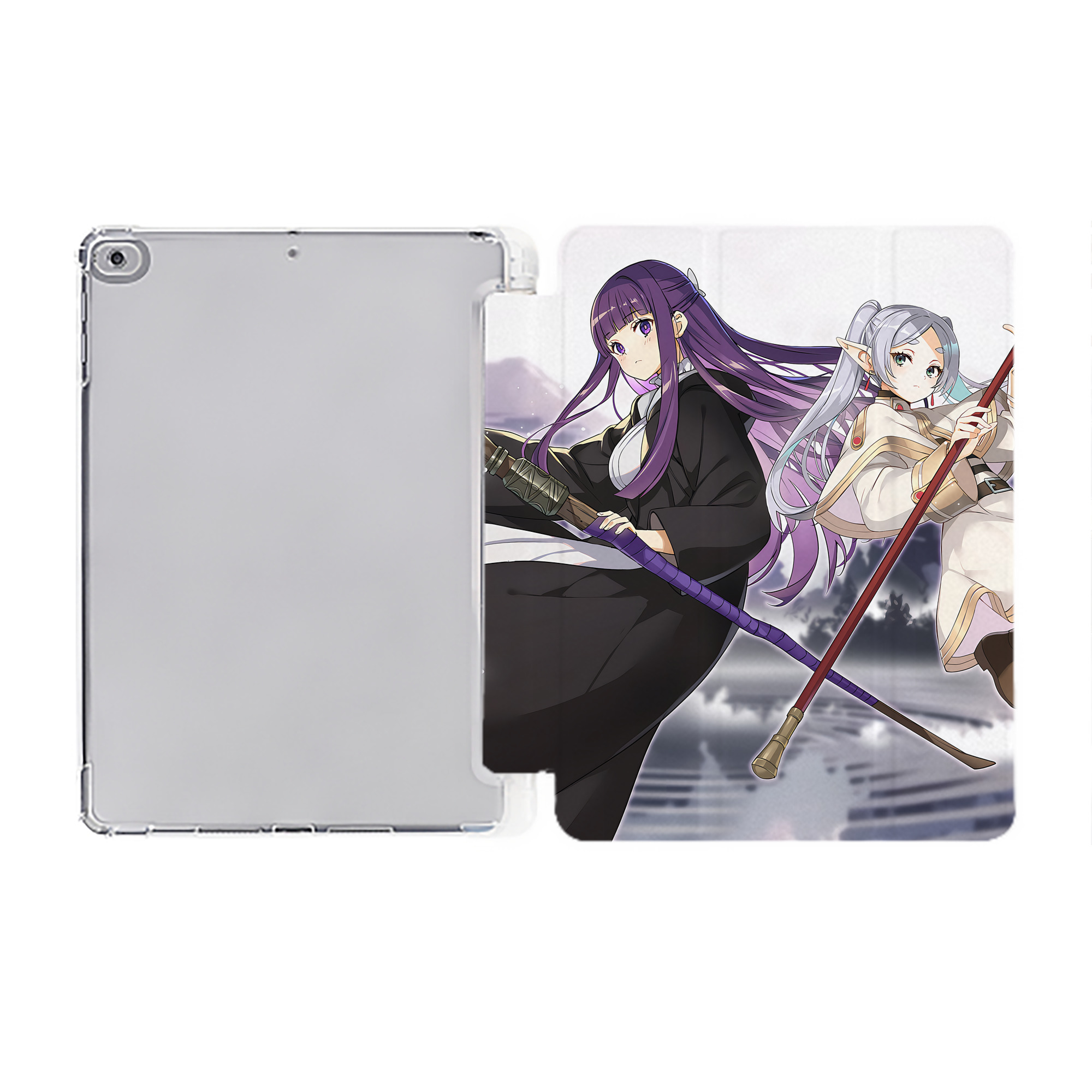 （画像用） 葬送のフリーレン Frieren IPad ケース ペン収納付き 三つ折りスタンド PUレザー×シリコン 対応機種9.5/10.5/10.9インチ